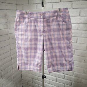 Callaway Ladies Size 8 Pink Purple & Blue Plaid Golf Shorts